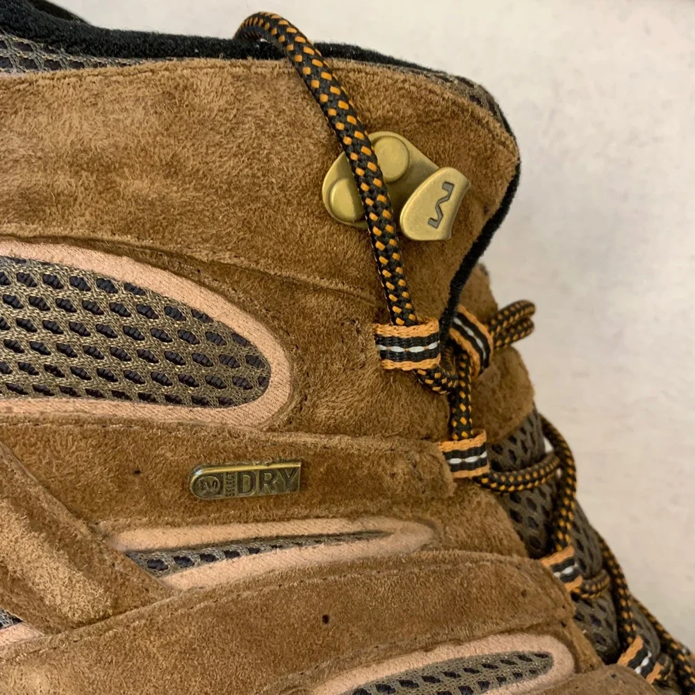 Merrell‎ Moab 2 Mid Hiking Boots Mens 14 Brown Suede Vibram J06057M Earth EUC
